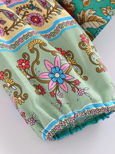 Load image into Gallery viewer, Green Floral Print,Bohemian Blouse Shirts ,Boho Tops