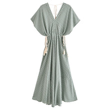 Load image into Gallery viewer, V-neck Tassel Print, Bohemian Maxi Dresses, Cotton Boho Dress