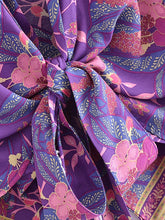 Load image into Gallery viewer, Boho Kimono ,Short Robe,Bikini Cover Ups ,Purple Floral