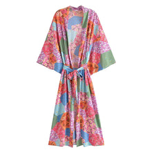 Load image into Gallery viewer, Multi Floral Print ,Sashes Bohemian Kimono, Robe Bikini Cover-ups