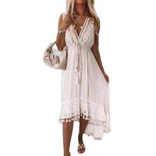 Load image into Gallery viewer, Tassel Maxi Dress,Lace Boho Dresses