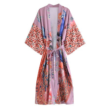 Load image into Gallery viewer, Floral Print Kimono,Bohemian Cover-ups,Boho Robe