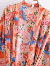 Load image into Gallery viewer, Floral Print ,Bohemian Kimono Robe ,Boho Bikini Cover-ups