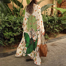 Load image into Gallery viewer, Bird Print Kimono,Bohemian Robe Cover-ups