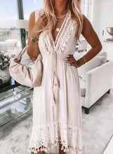 Load image into Gallery viewer, Tassel Maxi Dress,Lace Boho Dresses
