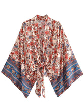 Load image into Gallery viewer, Floral Print Short Robe,Boho Cover-ups
