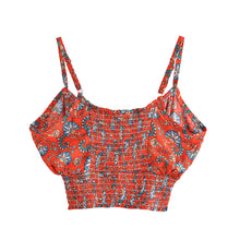 Load image into Gallery viewer, Red Floral Print Two Piece Outfits, Rayon Cotton Boho Sets