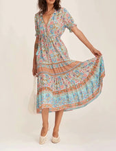 Load image into Gallery viewer, Ruffles Floral,Bohemian Midi Dress ,Boho Dress