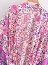 Load image into Gallery viewer, Multi Floral Bohemian Kimono ,Boho Maxi Robe
