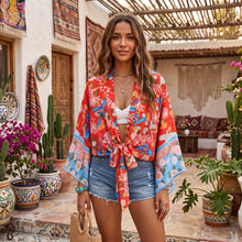 Load image into Gallery viewer, Floral Print Short Robe,Bikini Boho Cover-ups
