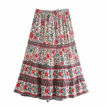 Load image into Gallery viewer, Boho Skirt, Midi Skirt, Wild Flower
