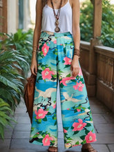 Load image into Gallery viewer, Green Crane Wide Leg Pant,Loose Boho Pants
