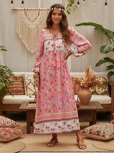 Load image into Gallery viewer, Pink Floral Print,Bohemian Midi Sundress,Boho Dress
