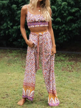 Load image into Gallery viewer, Boho Sets, Pink Floral Print ,Pants and Tops
