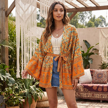 Load image into Gallery viewer, Floral Print Kimono,Bohemian Short Robe,Boho Cover-ups

