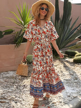 Load image into Gallery viewer, Vintage Floral Print,Beach Bohemian Maxi Dress, Boho Dress Robe
