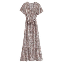 Load image into Gallery viewer, Leopard Print, Boho Dress ,Bohemian Wrap Dress
