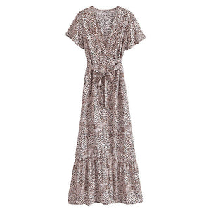 Leopard Print, Boho Dress ,Bohemian Wrap Dress