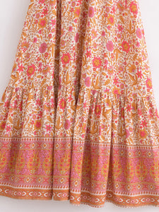 Pink Floral,Maxi Dress, Boho Dress Kaftan