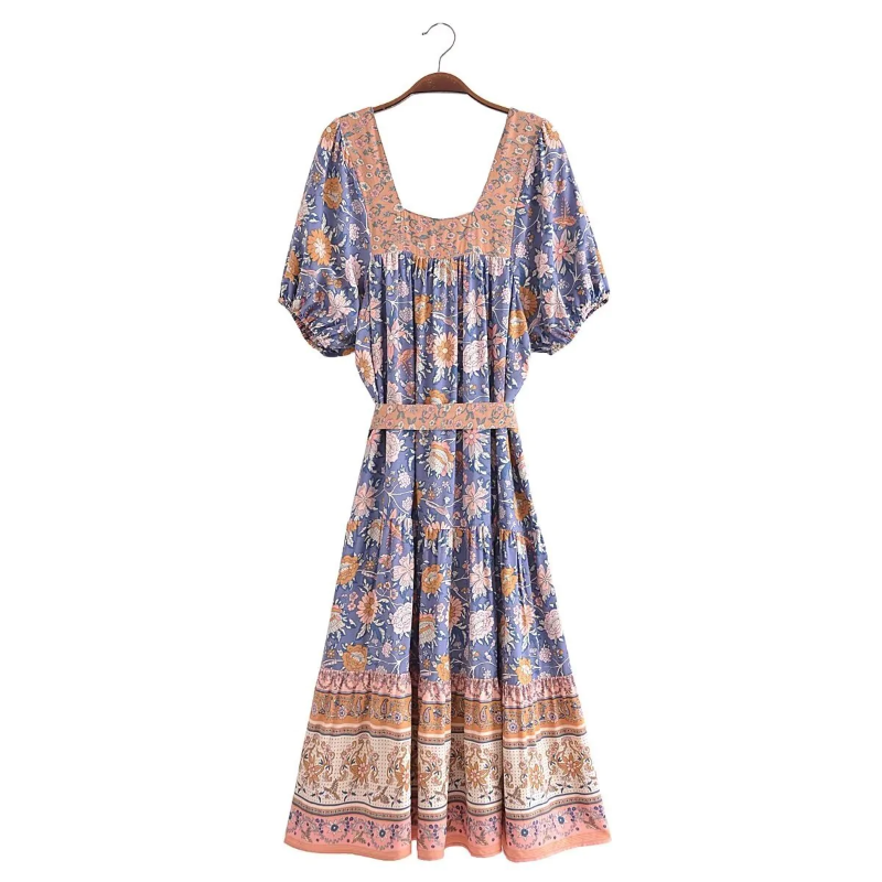 Bohemian Midi Dress ,Beachwear Lady, Happie Dresses Robe