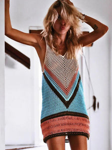 Colorful hollow Out,Bohemian mini dress,Boho sundress