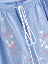 Load image into Gallery viewer, Retro Floral Embroidered ,Linen Cotton Blouse ,Lace-up Tassel Boho Shirts
