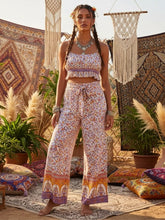 Load image into Gallery viewer, Boho Sets, Pink Floral Print ,Pants and Tops
