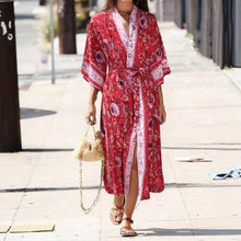 Load image into Gallery viewer, Boho Floral Kimono,Boho Robe Cover-up
