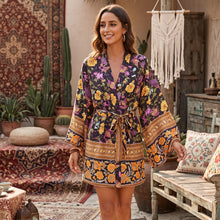Load image into Gallery viewer, Boho Short Robe,Beach Bohemian Kimono ,Bikini Cover-ups
