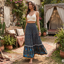 Load image into Gallery viewer, Boho Floral Smocked Maxi Skirt - Tiered High Waist Long Skirt

