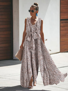 Leopard print ,Bohemian maxi dress, Boho sundress