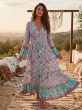 Load image into Gallery viewer, Wild Floral , Deep V-neck ,Autumn Boho Maxi Dress
