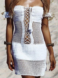Hollow Out Knitted,Bohemian Mini Dress,Boho Sundress