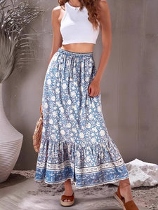 Boho Skirt, Maxi Skirt,  Porcelain Flower