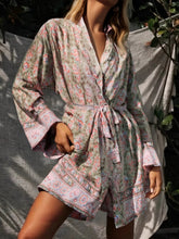 Load image into Gallery viewer, Green Floral Boho Kimono, Bohemian Bikini Cover-up
