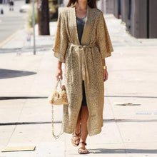 Load image into Gallery viewer, Boho robe,Bohemian Kimono , Leopard Floral
