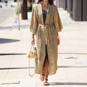 Boho robe,Bohemian Kimono , Leopard Floral