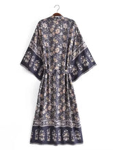 Load image into Gallery viewer, Multi Floral Bohemian Kimono ,Boho Maxi Robe
