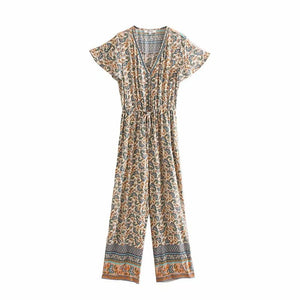 Red Floral Print, Boho Bodysuits,Bohemian Rompers