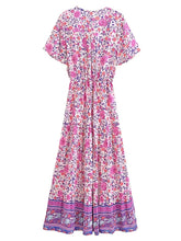 Load image into Gallery viewer, Maxi Dress, Boho Dress,Purple Floral Print
