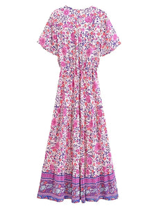 Maxi Dress, Boho Dress,Purple Floral Print