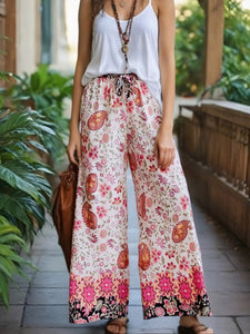 Pink Floral Print ,Bohemian Pant , Rayon Boho Pants