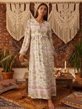 Load image into Gallery viewer, Beige Floral Print,Bohemian Maxi Dress,Boho Dress
