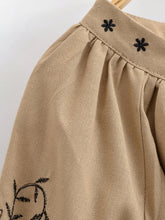 Load image into Gallery viewer, Retro Floral Embroidered, Linen Cotton Blouse ,Lace-up Boho Shirt
