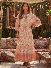 Load image into Gallery viewer, Pink Floral,Maxi Dress, Boho Dress Kaftan
