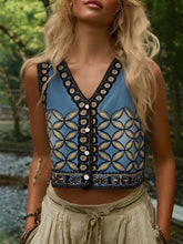 Load image into Gallery viewer, Denim Embroidery ,Suspender Vest ,Sequin Vest Waistcoat
