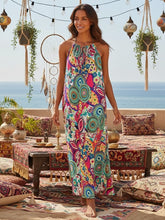 Load image into Gallery viewer, Floral Print, Backless Sexy Maxi Dress,Boho Dress with Pockets
