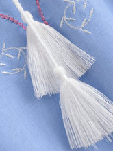 Load image into Gallery viewer, Retro Floral Embroidered, Linen Cotton Blouse ,Lace-up Boho Shirt
