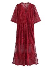 Load image into Gallery viewer, Red Lace ,Wedding Dress , Boho Dress
