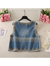 Load image into Gallery viewer, Denim Embroidery ,Suspender Vest ,Sequin Vest Waistcoat
